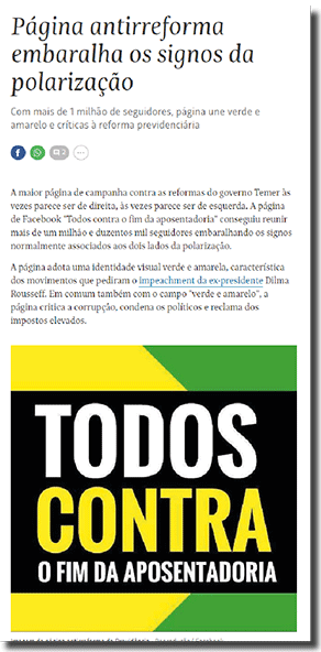 Página antirreforma embaralha os signos da polarização - Todos contra o fim da aposentadoria